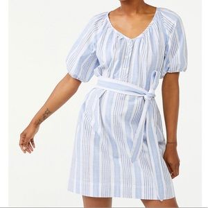 Puff Sleeve Shirtdresss Blue Stripe NWT | M